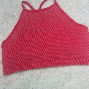 Joy Lab Womens Ribbed Pink Seamless Sports Bra  Size L  #452 NWOT
